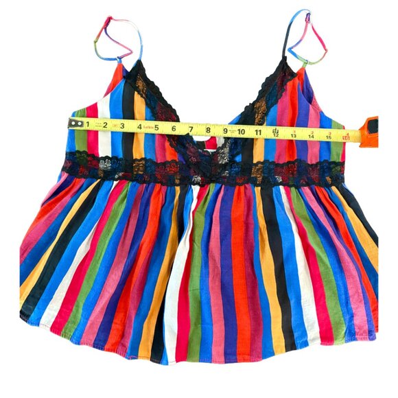 🎉 HOST PICK 🎉 Zara Rainbow Striped Lace Trim Camisole size MEDIUM - Picture 11 of 13